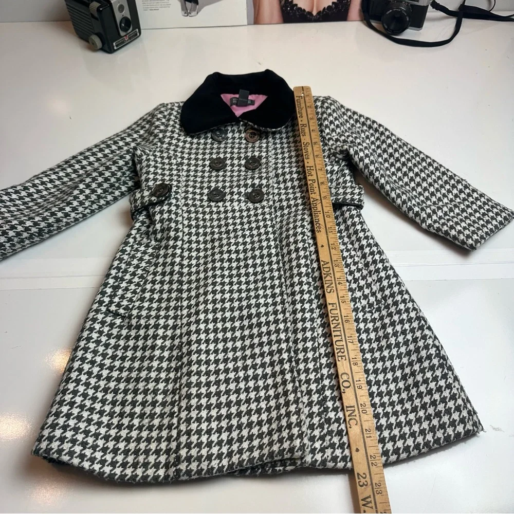 Kenneth Cole Black & White Houndstooth Girls Pea Size 3T Preppy Winter Coat